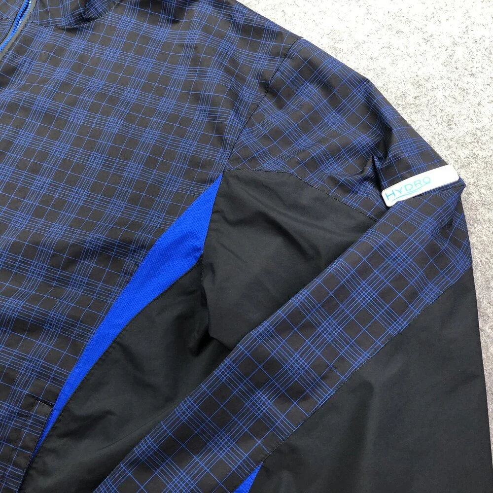 FootJoy Jacket Mens XL Blue Plaid Full Zip DryJoys HydroLite Golf Windbreaker